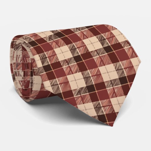 Autumn Tie in Brown and Red Plaid ネクタイ (ロール)
