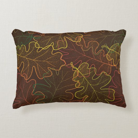 Autumn transparent oak leaves pattern background. アクセントクッション (正面)