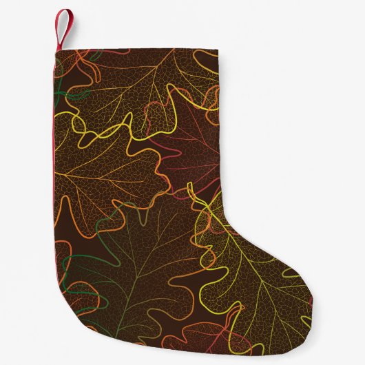 Autumn transparent oak leaves pattern background. スモールクリスマスストッキング (正面)