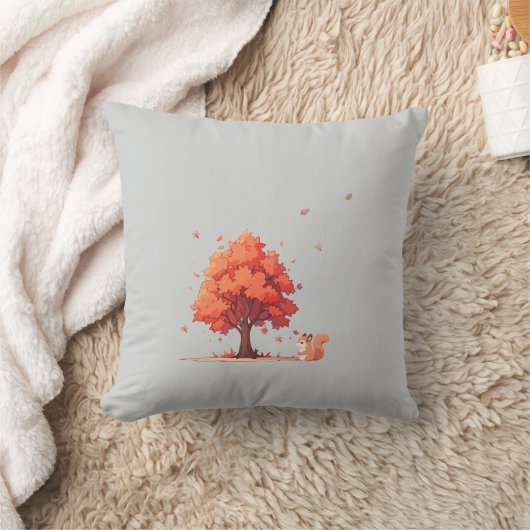 Autumn Tree and Squirrel  クッション (ブランケット)