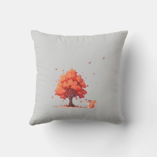 Autumn Tree and Squirrel  クッション (裏面)