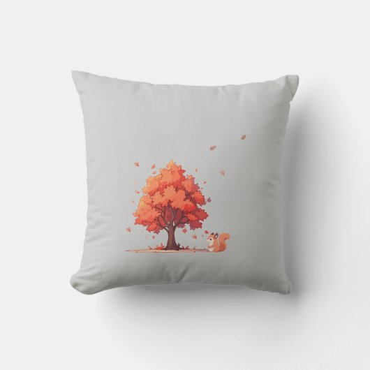 Autumn Tree and Squirrel  クッション (正面)