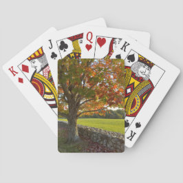 Autumn Tree at Stone Wall Playing Cards トランプ