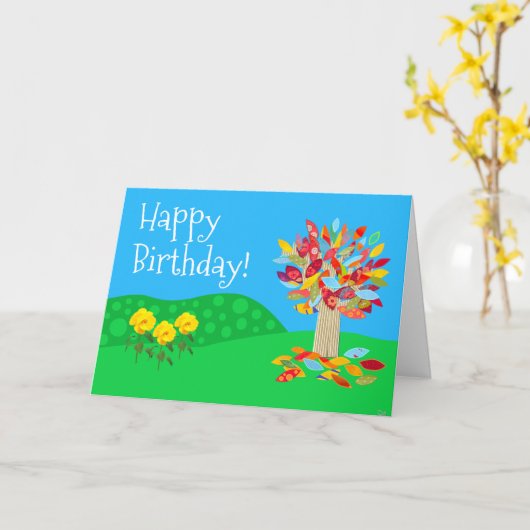 Autumn tree birthday card new by Jo Images カード (黄色い花)