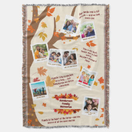 Autumn Tree Family Quotes & Memories Photo Collage スローブランケット