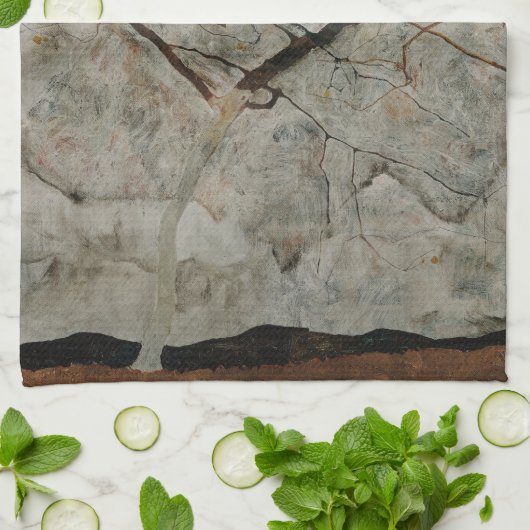 Autumn Tree in Movement by Egon Schiele キッチンタオル (折り畳み)