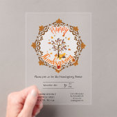 Autumn Tree Mandala Fall Foliage & Thanksgiving アクリル招待状 (インサイチュ (ポータブル))