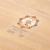 Autumn Tree Mandala Fall Foliage & Thanksgiving アクリル招待状 (レイダウン)