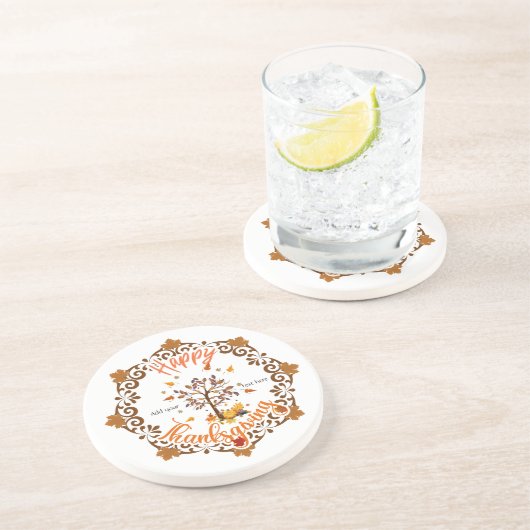 Autumn Tree Mandala Fall Foliage & Thanksgiving コースター (側面)