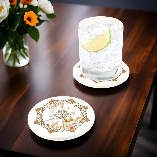 Autumn Tree Mandala Fall Foliage & Thanksgiving コースター