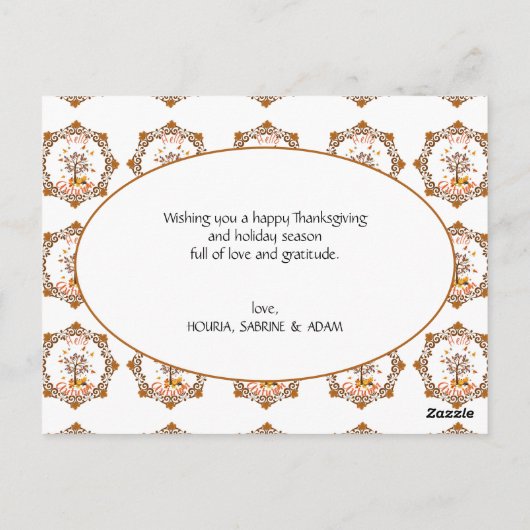 Autumn Tree Mandala Fall Foliage & Thanksgiving ポストカード (裏面)