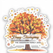autumn trees happy thanksgiving  シール (正面)