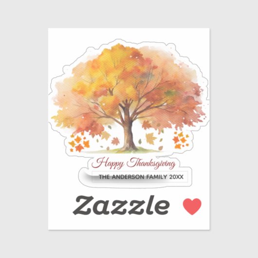 autumn trees happy thanksgiving sticker シール (シート)