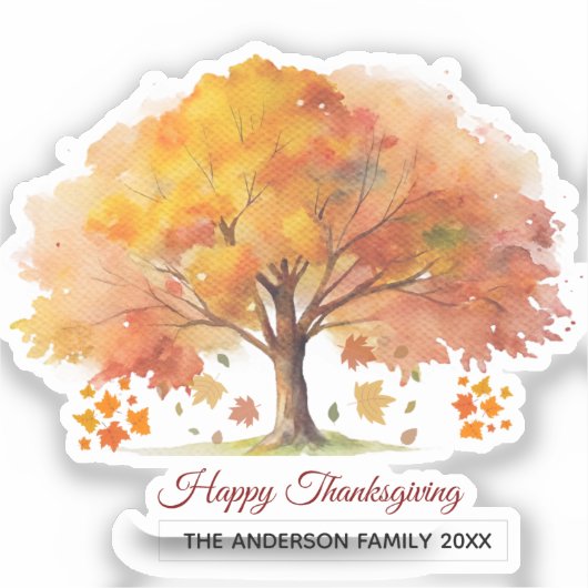 autumn trees happy thanksgiving  sticker シール (正面)