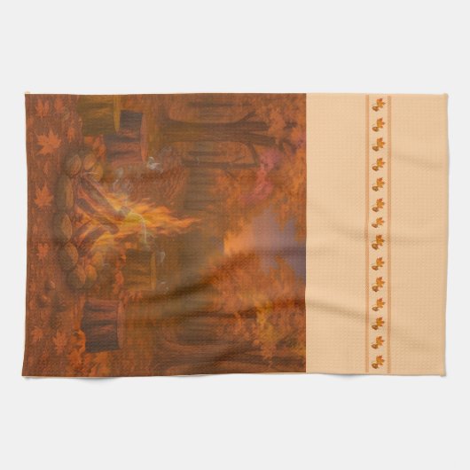Autumn Twilight Bonfire Kitchen Towels キッチンタオル (横)