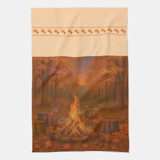 Autumn Twilight Bonfire Kitchen Towels キッチンタオル (縦)