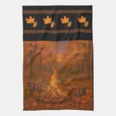Autumn Twilight Bonfire Wide Border Kitchen Towels キッチンタオル (縦)