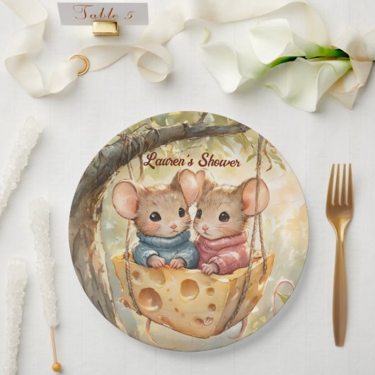 Autumn Twin Baby Shower Plates ペーパープレート (ウェディング)