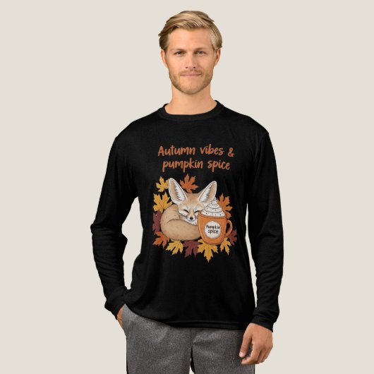 Autumn Vibes and Pumpkin Spice – Cozy Fox Fall Des トライブレンドＴシャツ (正面全体)