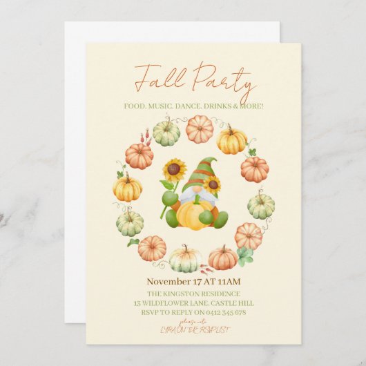 Autumn Vibes Fall party  招待状 (正面/裏面)
