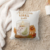 Autumn Vibes Only Candle & Pumpkin Decorative Thro クッション (ブランケット)