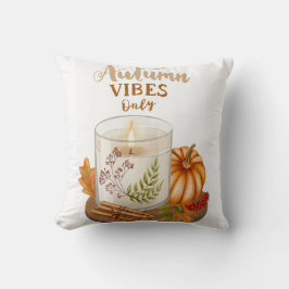 Autumn Vibes Only Candle & Pumpkin Decorative Thro クッション