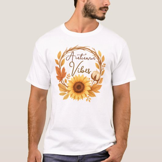 Autumn Vibes Sunflower Tシャツ (正面)