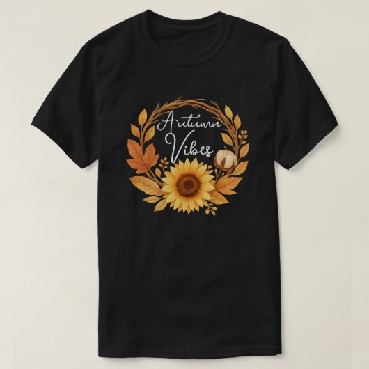 Autumn Vibes Sunflower Tシャツ (デザイン正面)