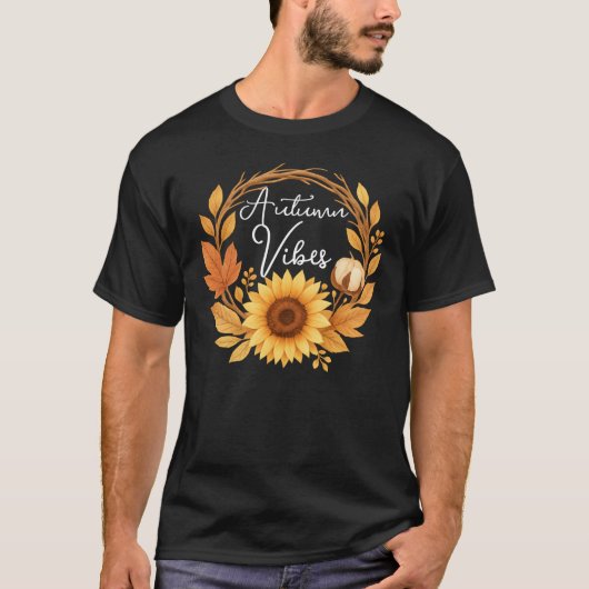 Autumn Vibes Sunflower Tシャツ (正面)