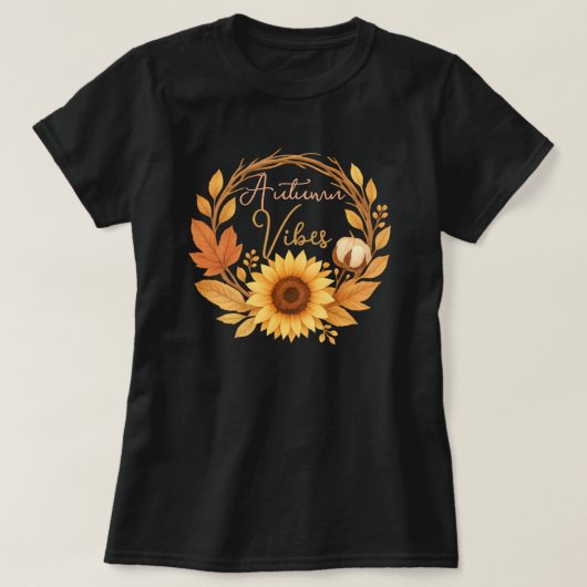 Autumn Vibes Sunflower Tシャツ (デザイン正面)
