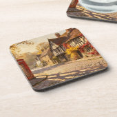 Autumn Village Scene in Golden Light コースター (左側)