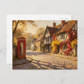 Autumn Village Scene in Golden Light ポストカード (正面/裏面)