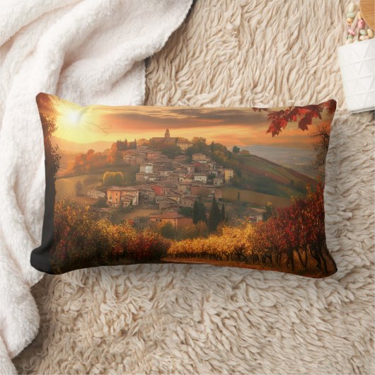 Autumn Vineyard View – Rectangular Accent Pillow ランバークッション (ブランケット)