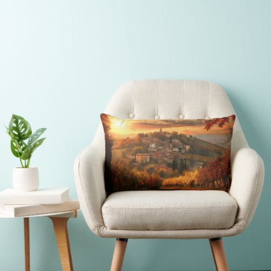 Autumn Vineyard View – Rectangular Accent Pillow ランバークッション (椅子)