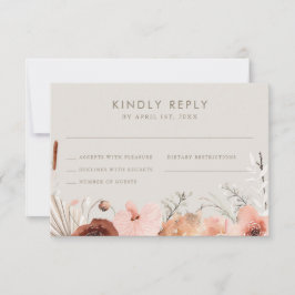 Autumn Watercolor Boho Floral Wedding 出欠カード