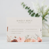 Autumn Watercolor Boho Floral Wedding 出欠カード (スタンド正面)