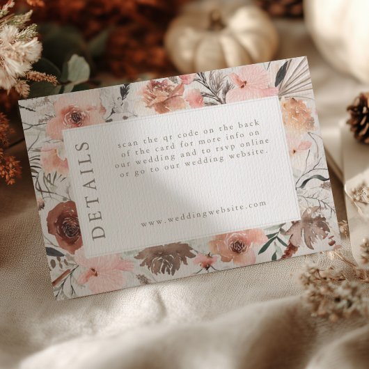 Autumn Watercolor Boho Floral Wedding Info エンクロージャーカード