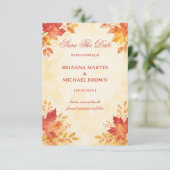 Autumn Watercolor Leaves Elegant セーブザデート (スタンド正面)