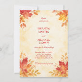 Autumn Watercolor Leaves Warm 招待状 (正面)