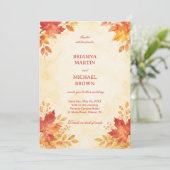 Autumn Watercolor Leaves Warm 招待状 (スタンド正面)