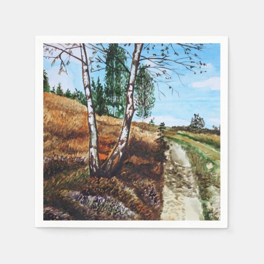 Autumn watercolor painting スタンダードカクテルナプキン (正面)