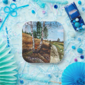 Autumn watercolor painting ペーパープレート (パーティー)