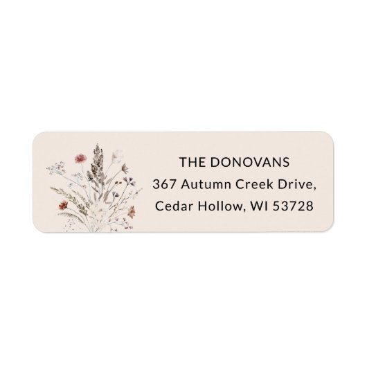 Autumn Watercolor Wildflower Return Address Labels ラベル (正面)