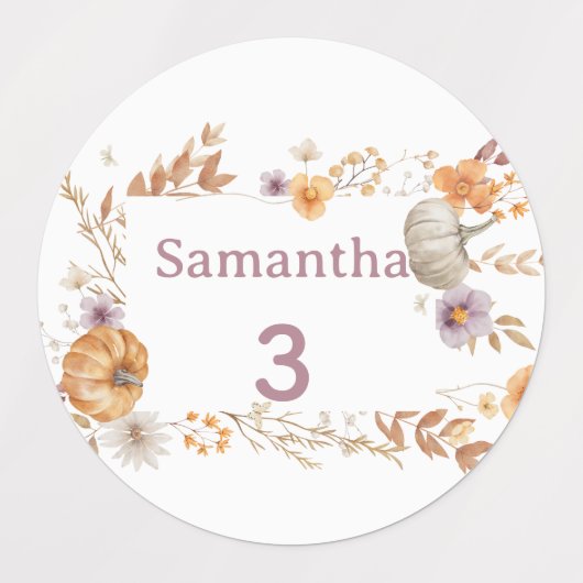 Autumn Waterproof Labels, Fall Name Labels for Kid ラベル (デザイン2)