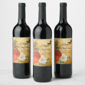 Autumn Wedding Floral Butterfly Beverage Label Set ワインラベル (ボトル)