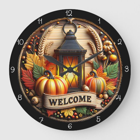 Autumn Welcome Lantern Clock ラージ壁時計 (正面)