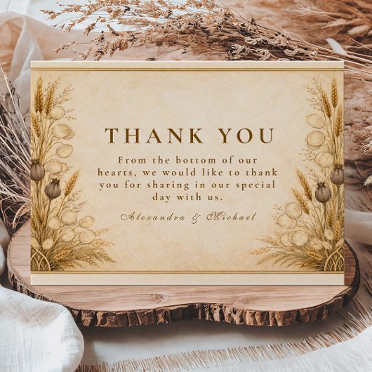 Autumn Wheat Botanical Wedding サンキューカード