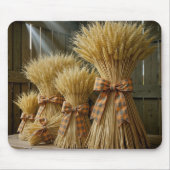 Autumn Wheat Bundles Tied With Plaid Ribbon マウスパッド (正面)