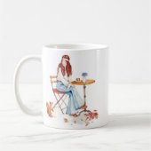 Autumn Whimsy – Girl, Coffee & Curious Squirrel Mu コーヒーマグカップ (左)