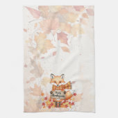 Autumn Whimsy – Thanksgiving Fox with Fall Leaves  キッチンタオル (縦)